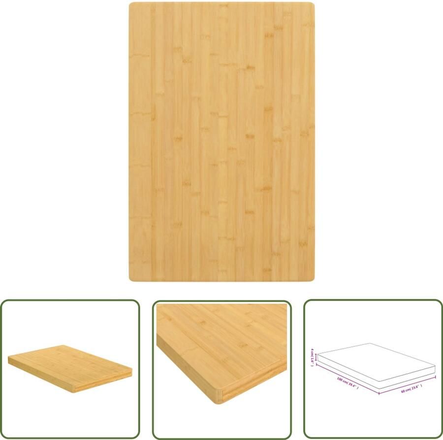 VidaXL Tafelblad 60x100x4 cm Bamboe Bamboetafelblad Houten Tafelblad Vervangen Salontafel Bijzet Tafellaag Eetkamertafel Blad Decoratief Tafelblad Modern Tafelblad Duurzaam Tafelblad