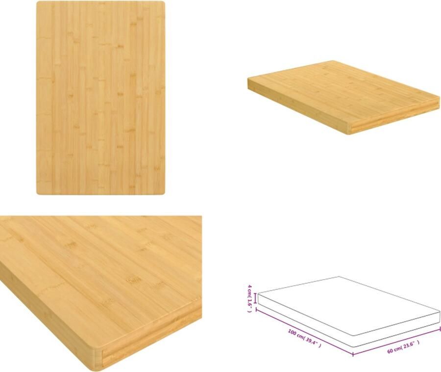 VidaXL -Tafelblad-60x100x1 5-cm-bamboe - Foto 2