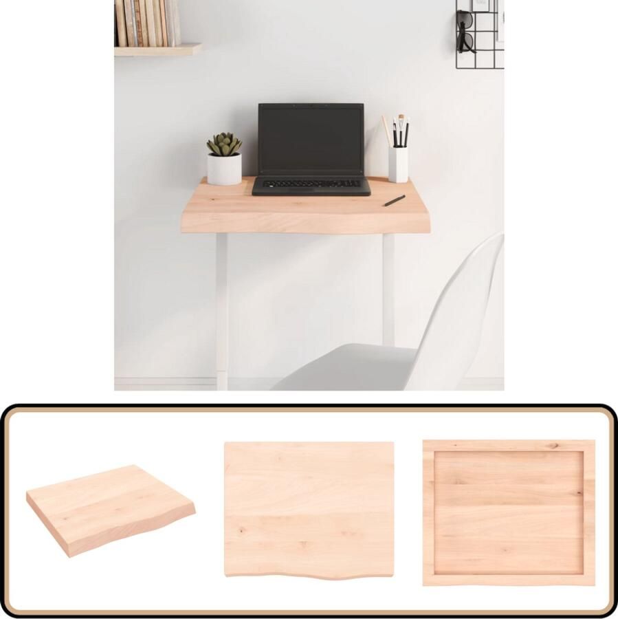 VidaXL Tafelblad 60x50x2-6 cm Onbehandeld Eikenhout Tafelblad Eiken Eikenhouten Tafelblad Massief Eiken Vintage Tafelblad Industriele Tafelblad Salontafel Eetkamertafel Diy Tafel