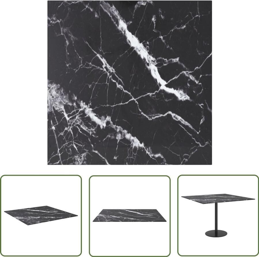 VidaXL Tafelblad 60x60 cm 6 mm gehard glas met marmeren design zwart