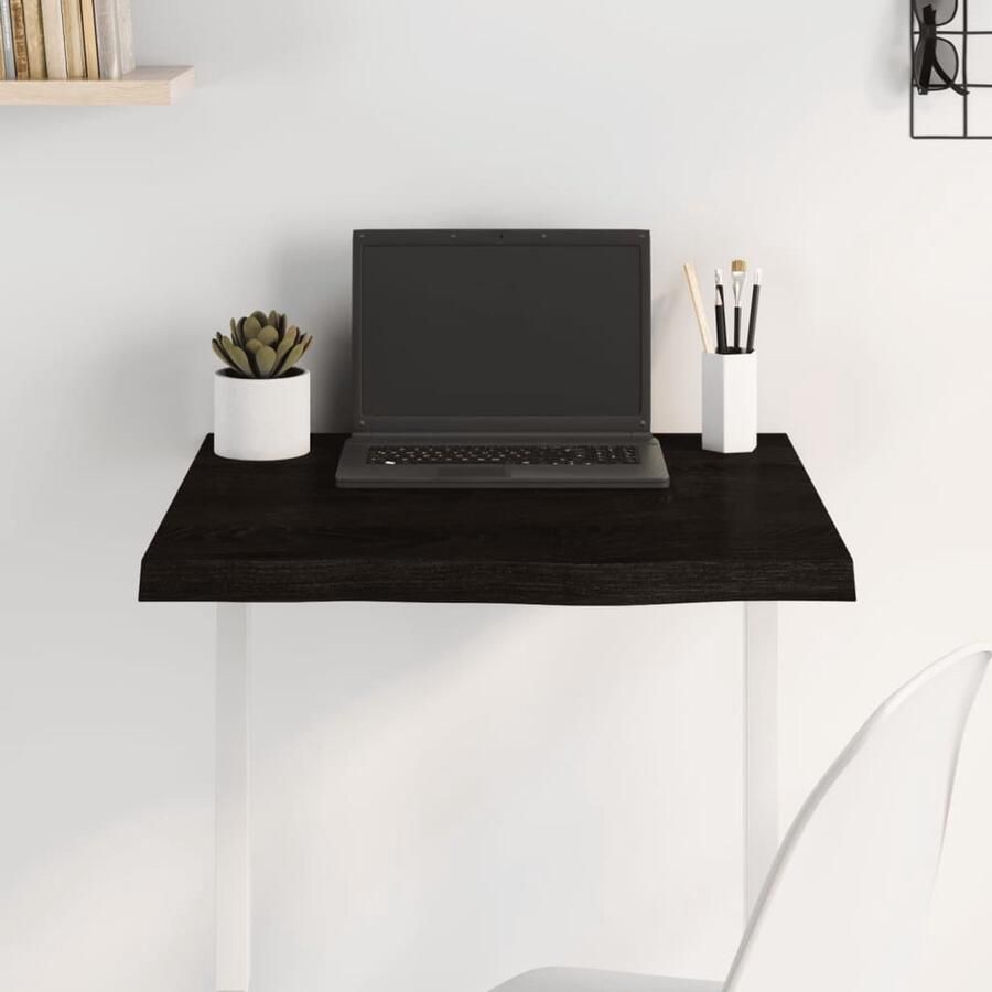 VidaXL Tafelblad 60x60 cm Massief Eikenhout Bruin Tafelblad Eikenhouten Tafelblad Donkergrijs Tafelblad Tafelscherm Salontafel Eetkamertafel Vintage Tafelblad - Foto 2