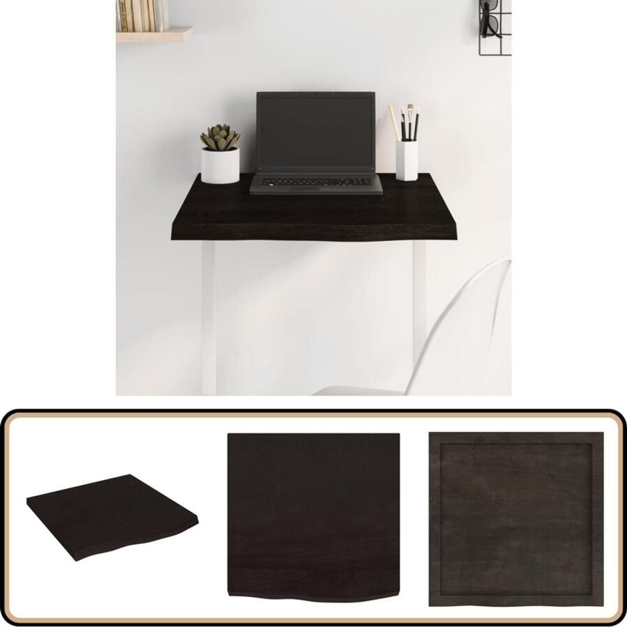 VidaXL Tafelblad 60x60 cm Massief Eikenhout Bruin Tafelblad Eikenhouten Tafelblad Donkergrijs Tafelblad Tafelscherm Salontafel Eetkamertafel Vintage Tafelblad