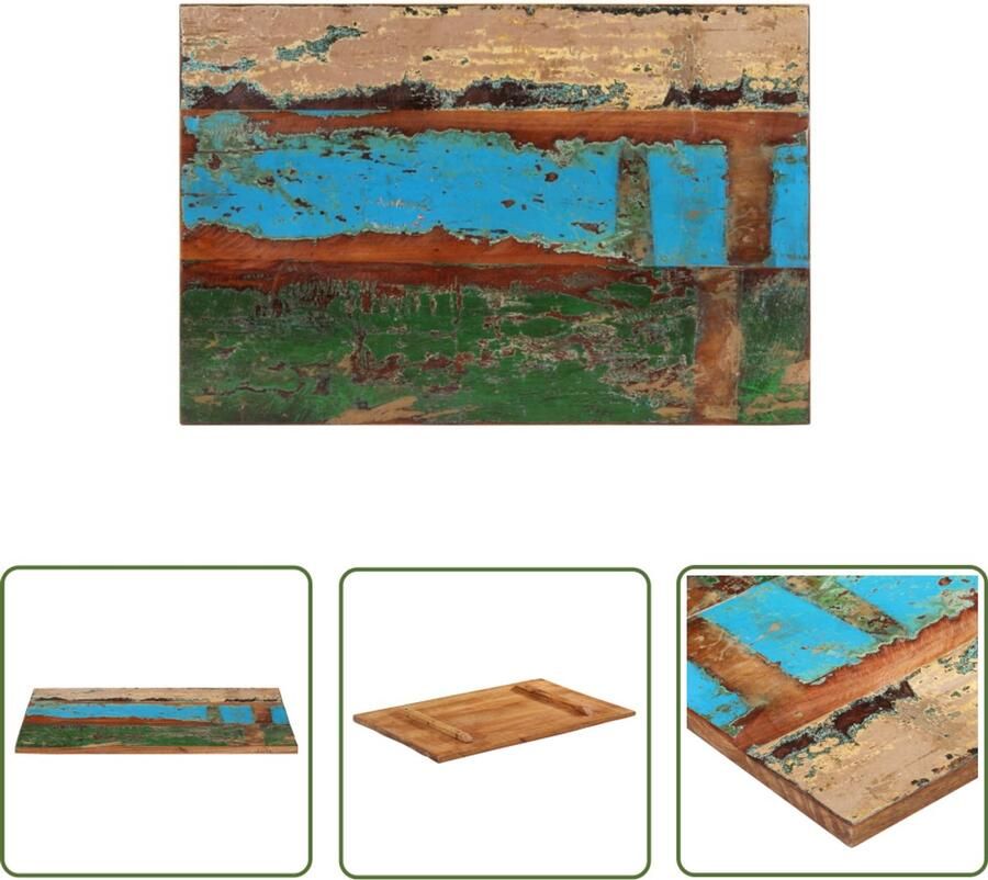VidaXL Tafelblad 60x90 cm Massief Gerecycled Hout Tafelblad Houten Tafelblad Vintage Tafelblad Industrieel Tafelblad Recyceld Hout Tweedehands Meubilair Salontafeltje Bijzet Tafeltje Eetkamertafel