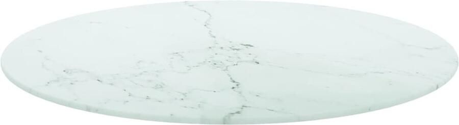VidaXL Tafelblad Ø70 cm Gehard Glas Marmer Wit Tafelblad Gehard Glas Marmeren Design Wit Eetkamer Salontafel Keuken Decoratief Trendy Modern Chic