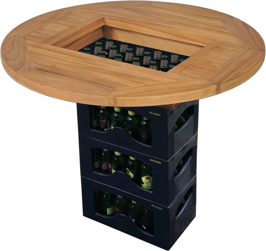 VidaXL Tafelblad 70 cm Teakhout Ruimtebesparend Tafelblad Bierkrat Teak Hout Buitentafel Tuintafel Festivaltafel Compact Tafel