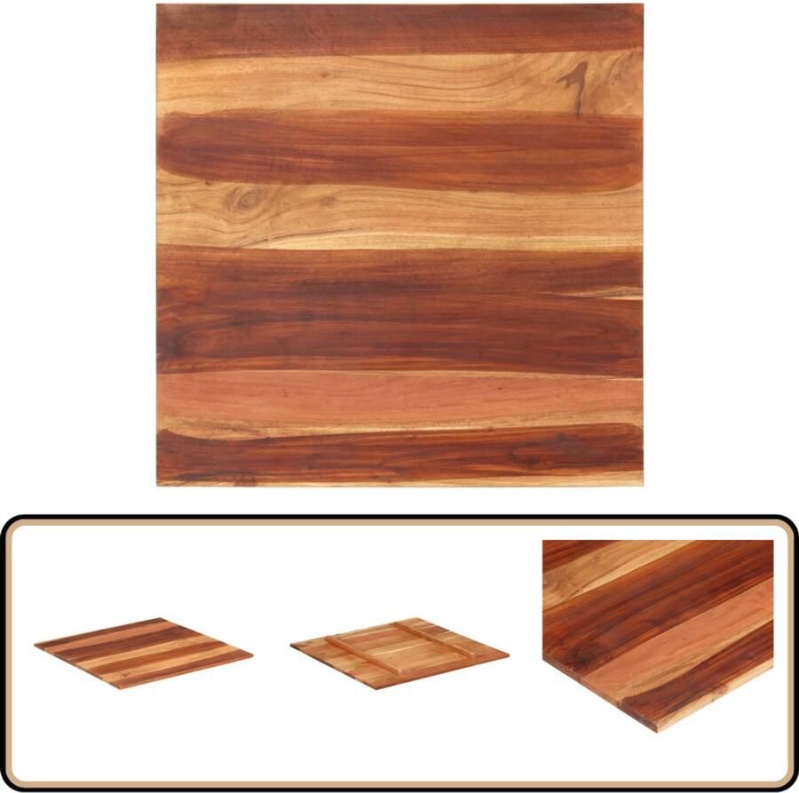 VidaXL Tafelblad 70x70 cm Massief Acaciahout Tafelblad Acacia Hout Landelijke Stijl Vintage Tafel Salontafel