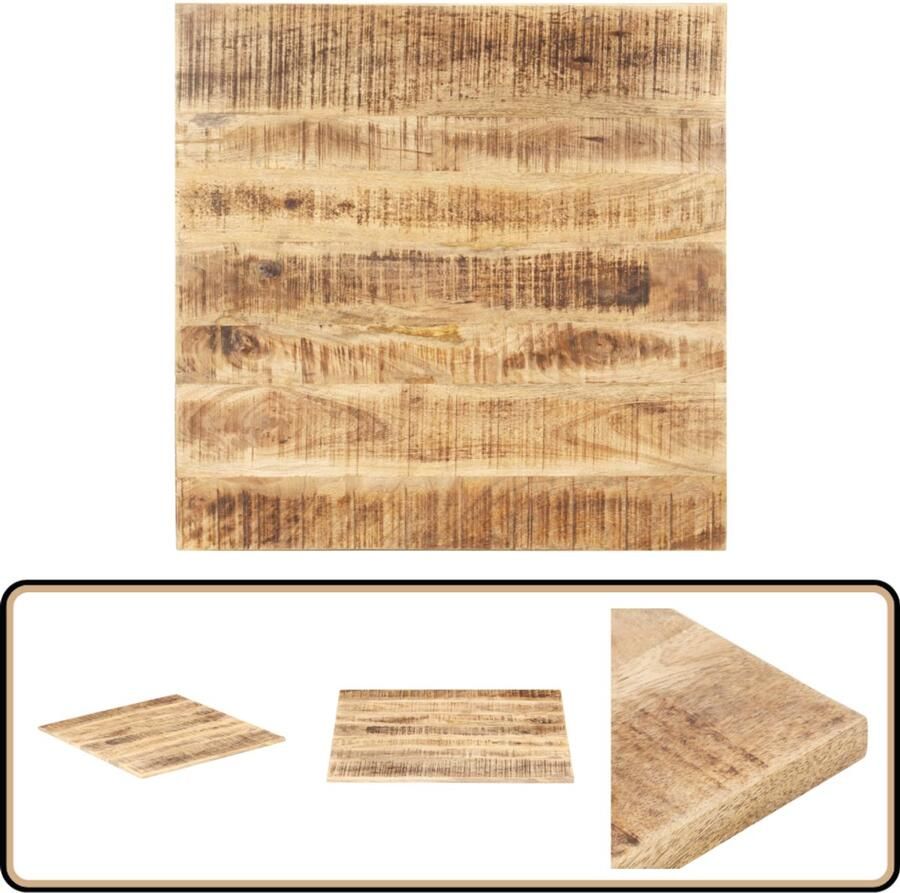 VidaXL Tafelblad 80x80 cm Massief Mangohout Mango Hout Tafelblad Industrieel Tafelblad Houten Tafelblad Vintage Tafelblad Tafellamp