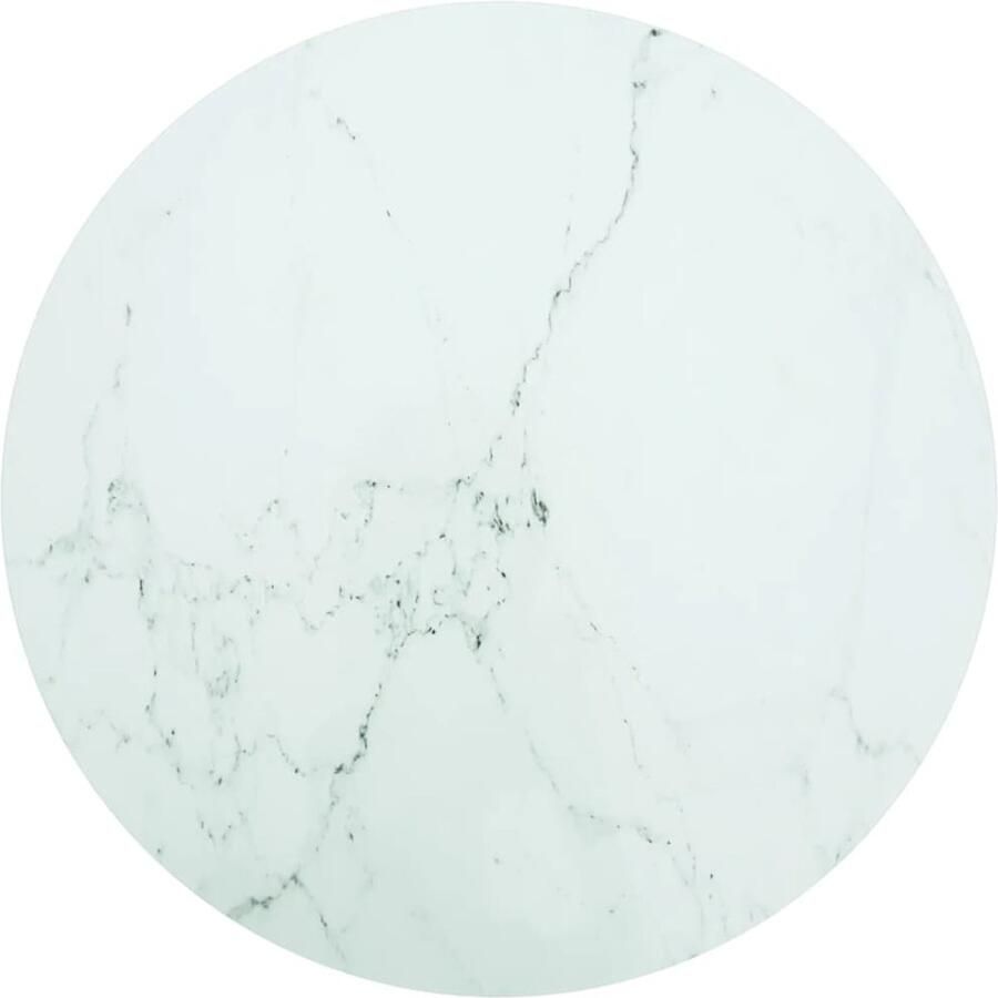 VidaXL Tafelblad 90 cm Wit Marmerlook Glas Tafelblad Gehard Glas Marmeren Design Witte Tafel Rond Tafelblad Keukenaccessoires Woondecoratie Living Accessoires Diningtable - Foto 3