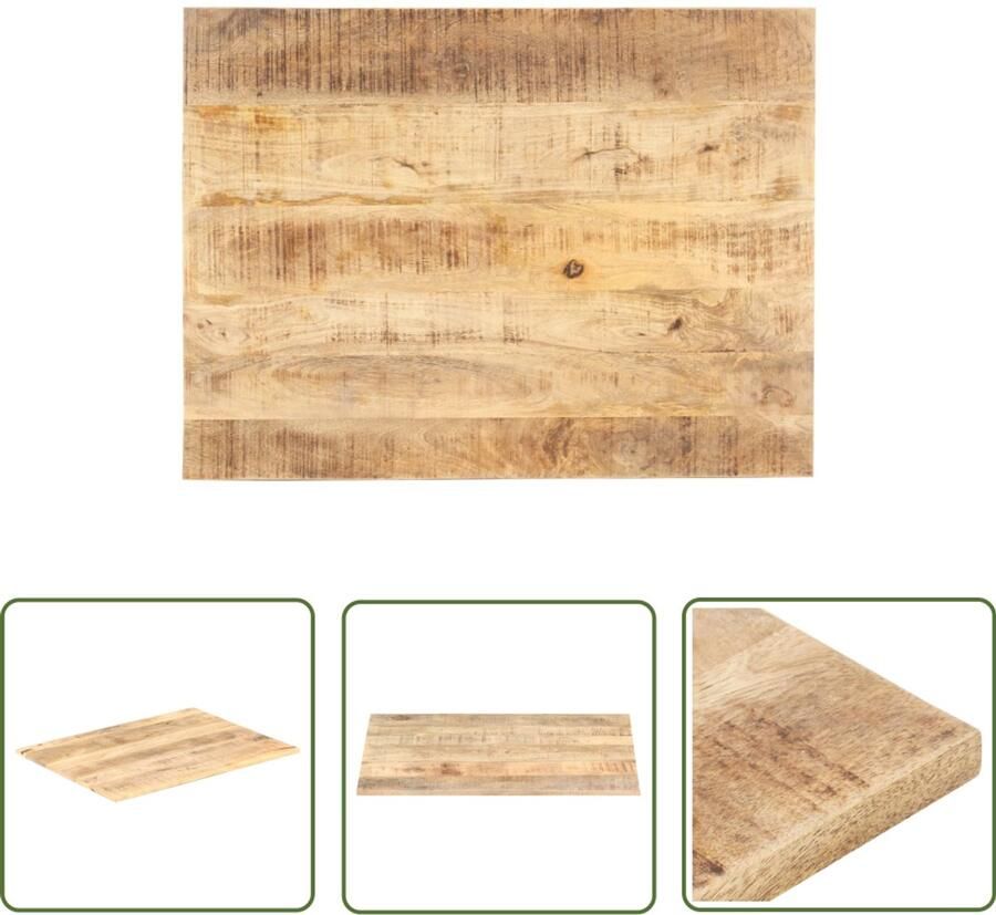 VidaXL Tafelblad 90x70 cm Massief Mangohout Tafeltje Tafelblad Mangohout Industrieel Rustic Vintage Eetkamer Keuken