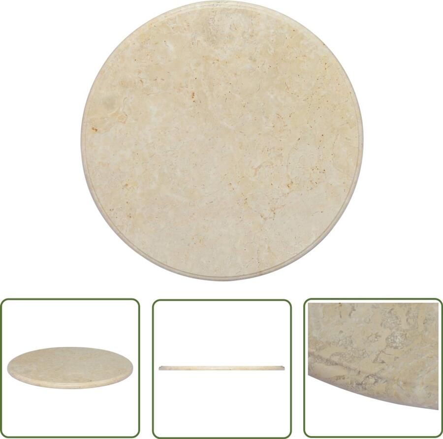 VidaXL Tafelblad Ã˜60 cm Marmeren crèmekleurig Marmeren Tafelblad Vervangen Creme Tafelblad Ronde Tafelblad Eetkamertafel Blad Salontafel Blad Tuin Tafelblad Marmer Decoratief Interieurdecoratie