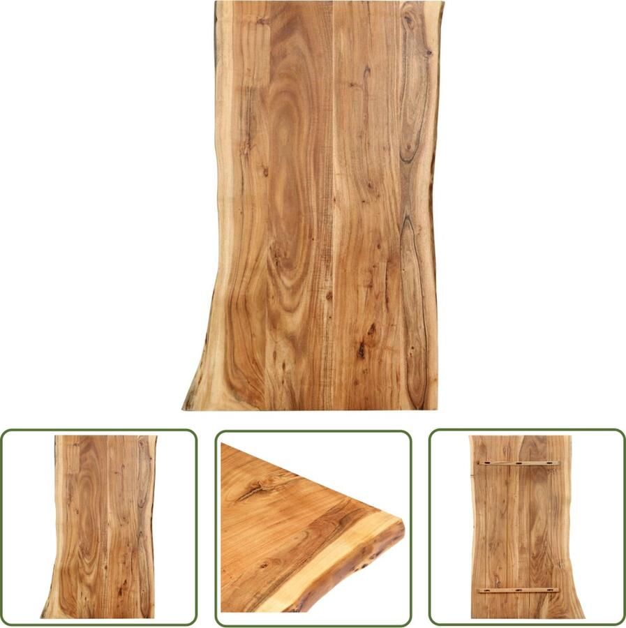 The Living Store Tafelblad Acaciahout 100 x (50-60) cm Natuurlijke houtnerf Gepolijst geverfd en gelakt Tafeltblad Tafelblad Acaciahout Houten Tafelblad Massief Acaciahout Eettafelblad - Foto 2