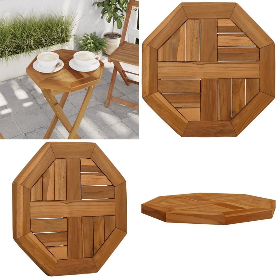 VidaXL Tafelblad achthoekig 40x40x2 5 cm massief teakhout Tafelblad Tafelbladen Vervangend Tafelblad Meubelpaneel