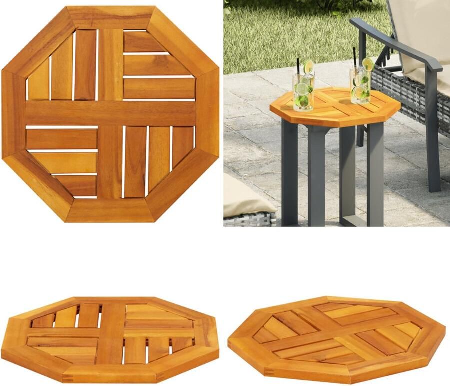 VidaXL Tafelblad achthoekig 40x40x2 cm massief acaciahout Tafelblad Tafelbladen Vervangend Tafelblad Meubelpaneel