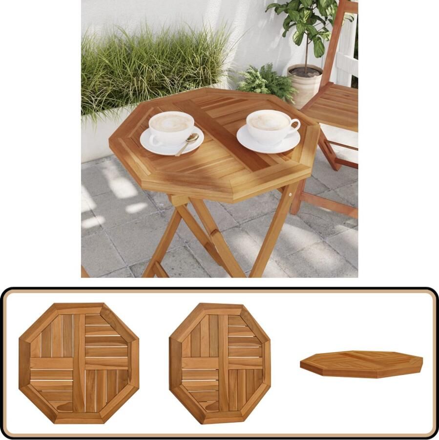 The Living Store Teakhouten Tafelblad 50 x 50 x 2.5 cm Achthoekig Rustiek Design Tafeltje Teak Hout Tafelblad Buitenkamer Tuin
