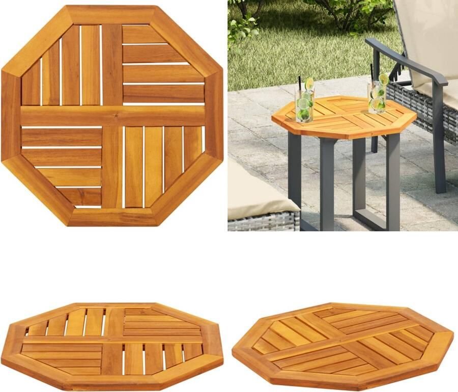 VidaXL Tafelblad achthoekig 50x50x2 cm massief acaciahout Tafelblad Tafelbladen Vervangend Tafelblad Meubelpaneel