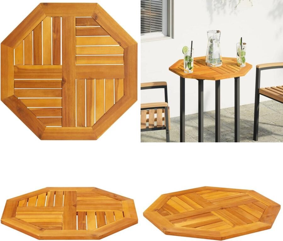 VidaXL Tafelblad achthoekig 60x60x2 cm massief acaciahout Tafelblad Tafelbladen Vervangend Tafelblad Meubelpaneel
