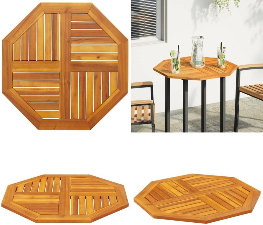 VidaXL Tafelblad achthoekig 70x70x2 cm massief acaciahout Tafelblad Tafelbladen Vervangend Tafelblad Meubelpaneel
