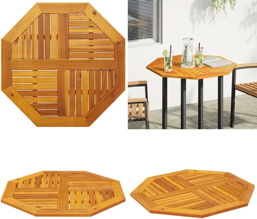 VidaXL Tafelblad achthoekig 80x80x2 2 cm massief acaciahout Tafelblad Tafelbladen Vervangend Tafelblad Meubelpaneel