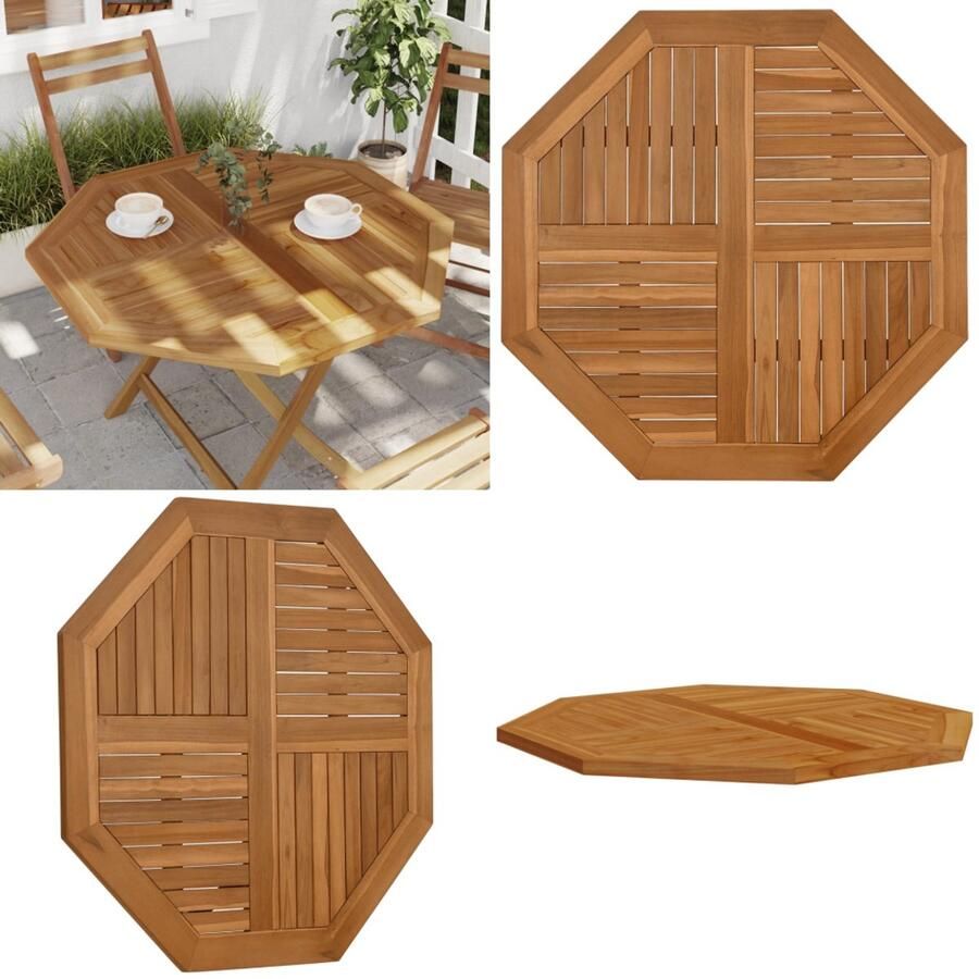 VidaXL Tafelblad achthoekig 90x90x2 5 cm massief teakhout Tafelblad Tafelbladen Vervangend Tafelblad Meubelpaneel