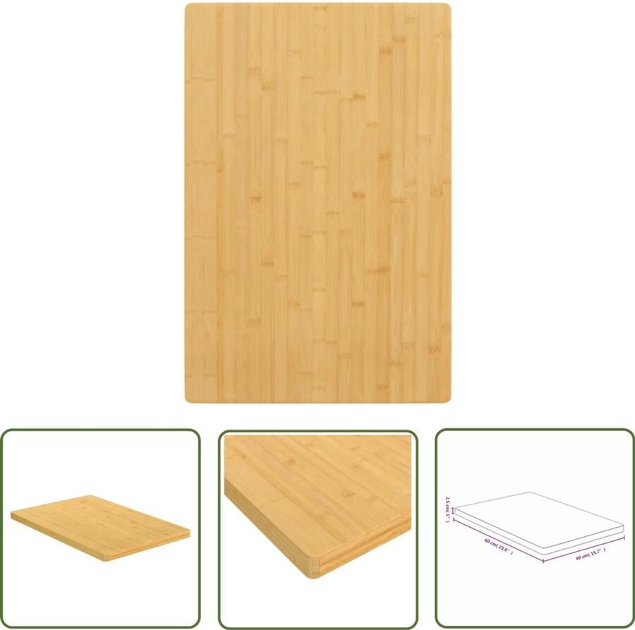 VidaXL Tafelblad Bamboe 40x60x2 5 cm Bamboetafelblad Tafelblad Vervangen Houten Tafelblad Salontafel Blad Bijzetbladen Decoratief Tafelblad Naturel Tafelblad