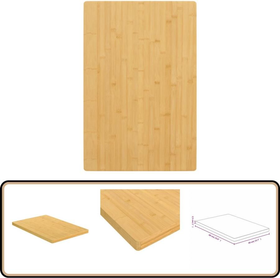 VidaXL Tafelblad Bamboe 40x60x2 5 cm Bamboetafelblad Tafelblad Vervangen Houten Tafelblad Salontafel Blad Bijzetbladen Decoratief Tafelblad Naturel Tafelblad - Foto 2