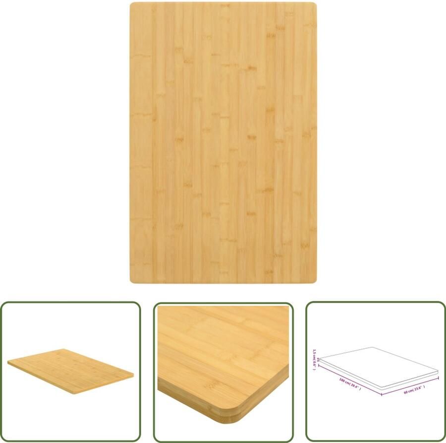 VidaXL Tafelblad Bamboe 60x100x1 5 cm Bamboetafelblad Tafelblad Vervangen Salontafel Blad Eetkamertafelblad Koffiezetapparaat Tafellaag Design Tafelblad Duurzame Tafelblad - Foto 2