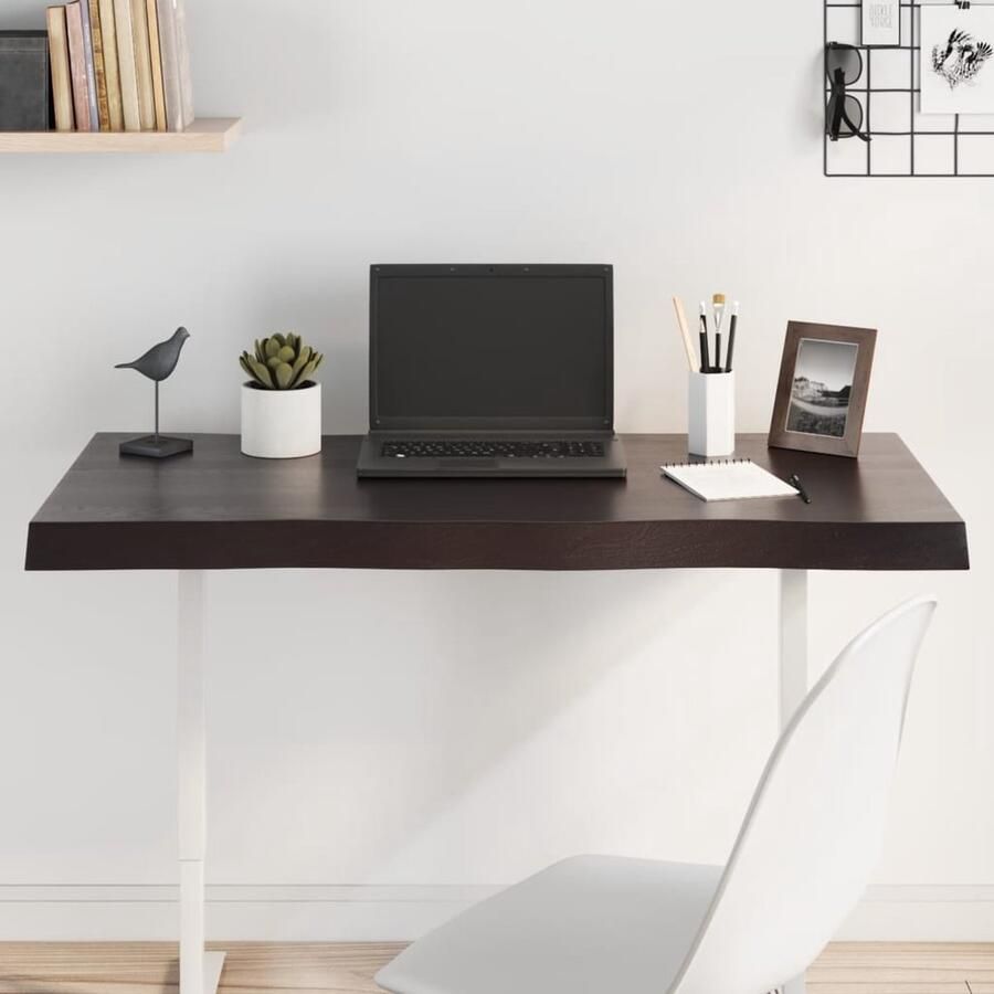 VidaXL Tafelblad Eikenhout 100x40 cm Donkerbruin Eikenhouten Tafelblad Vervangen Salontafel Eetkamertafel Vintage Tafel Industriele Stijl Handmade Tafel - Foto 2