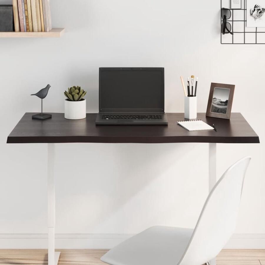 VidaXL Tafelblad Tafelbladen Plank Houten Tafelblad natuurlijke rand 100x40x2 cm eikenhout donkerbruin