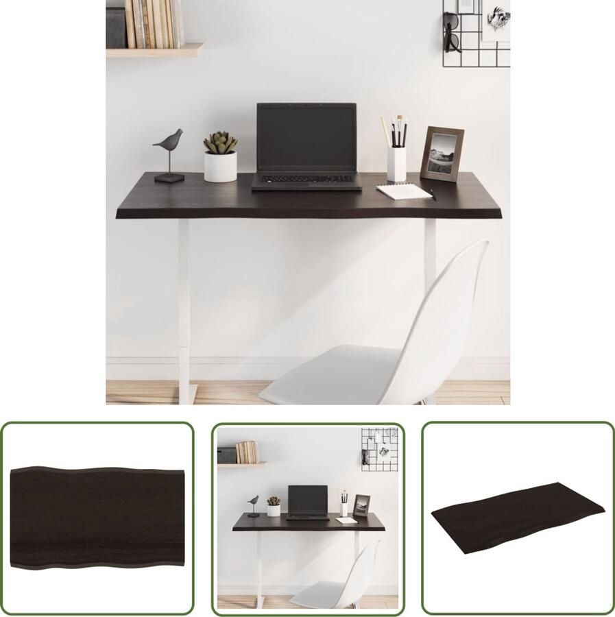 VidaXL Tafelblad Eikenhout 100x60x2 cm Donkerbruin Eikenhouten Tafelblad Massief Eikenhout Tafelblad Vervangen Salontafel Eethoek Keukenblad Bruine Tafel