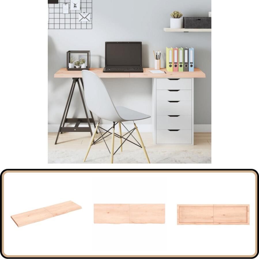 VidaXL Tafelblad Eikenhout 140x40 cm Natuurlijke Rand Eikenhouten Tafelblad Vervangen Tafelblad Bruin Houten Tafelblad Salontafel