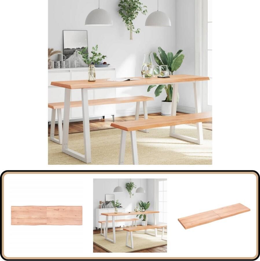 VidaXL Tafelblad Eikenhout 180x50 cm Lichtbruin Eikenhouten Tafelblad Vervangen Salontafel Eetkamertafel Vintage Tafelblad Landelijke Tafel Industriele Tafel Hout Tafelblad