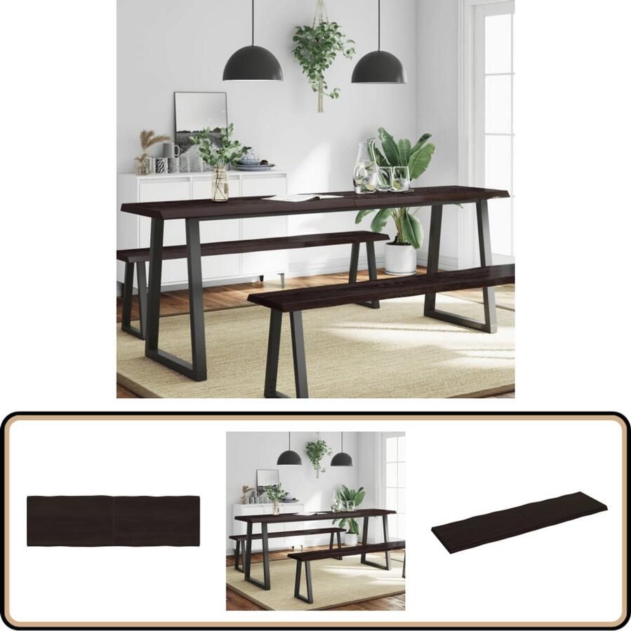 VidaXL Tafelblad Eikenhout 200x60 cm Donkerbruin Tafelblad Eikenhouten Tafelblad Massief Eikenhout Vintage Tafelblad Industriele Tafelblad