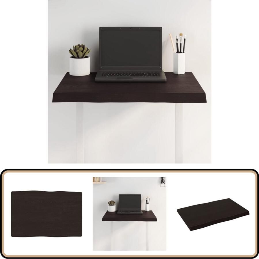 VidaXL Tafelblad eikenhout 60x40 cm Donkerbruin Eikenhouten Tafelblad Vervangen Salontafel Eetkamertafel Vintage Tafelblad Industrieel Tafelblad Rustiek Tafelblad Bruin Tafelblad