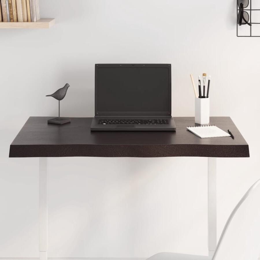 VidaXL Tafelblad Eikenhout 80x40 cm Donkerbruin Eikenhouten Tafelblad Vervangen Salontafel Eetkamertafel Vintage Tafelblad