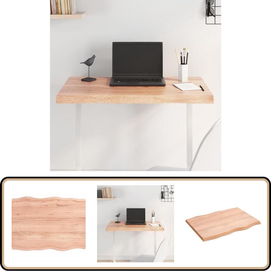 VidaXL Tafelblad Eikenhout 80x60 cm Lichtbruin Eikenhouten Tafelblad Vervangen Oak Wood Tabletop Eiken Tafellamp Eetkamertafel Salontafel Bureau