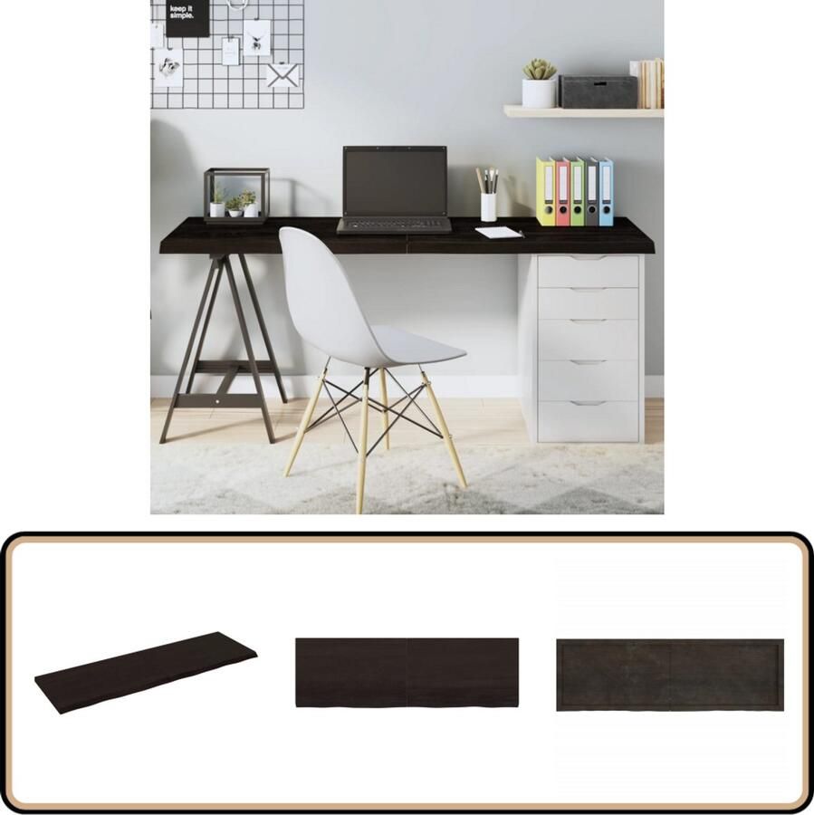 VidaXL Tafelblad Eikenhout Donkerbruin 160x50 cm Eikenhouten Tafelblad Massief Eikenhout Tafelblad Vervangen Salontafel Eetkamertafel Industriële Tafel Vintage Tafel Landelijke Tafel