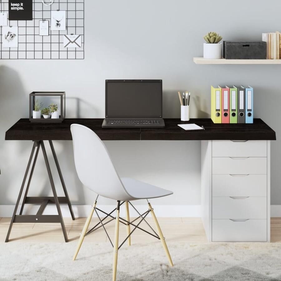 VidaXL Tafelblad Eikenhout Donkerbruin 160x50 cm Tafelblad Eikenhouten Tafelblad Houten Tafelblad Donkergrijs Tafelblad Tafelscherm Salontafels Eetkamertafels - Foto 2