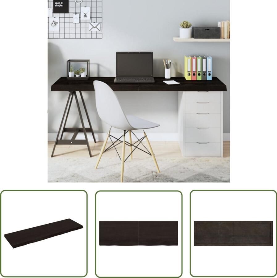 VidaXL Tafelblad Eikenhout Donkerbruin 160x50 cm Tafelblad Eikenhouten Tafelblad Houten Tafelblad Donkergrijs Tafelblad Tafelscherm Salontafels Eetkamertafels