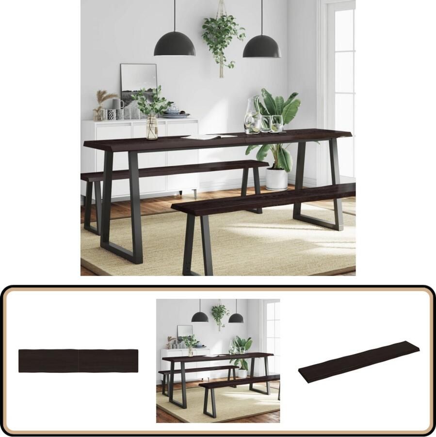 VidaXL Tafelblad Eikenhout Donkerbruin 200x40cm Eikenhouten Tafelblad Vervangen Salontafel Eetkamertafel Houten Tafelblad
