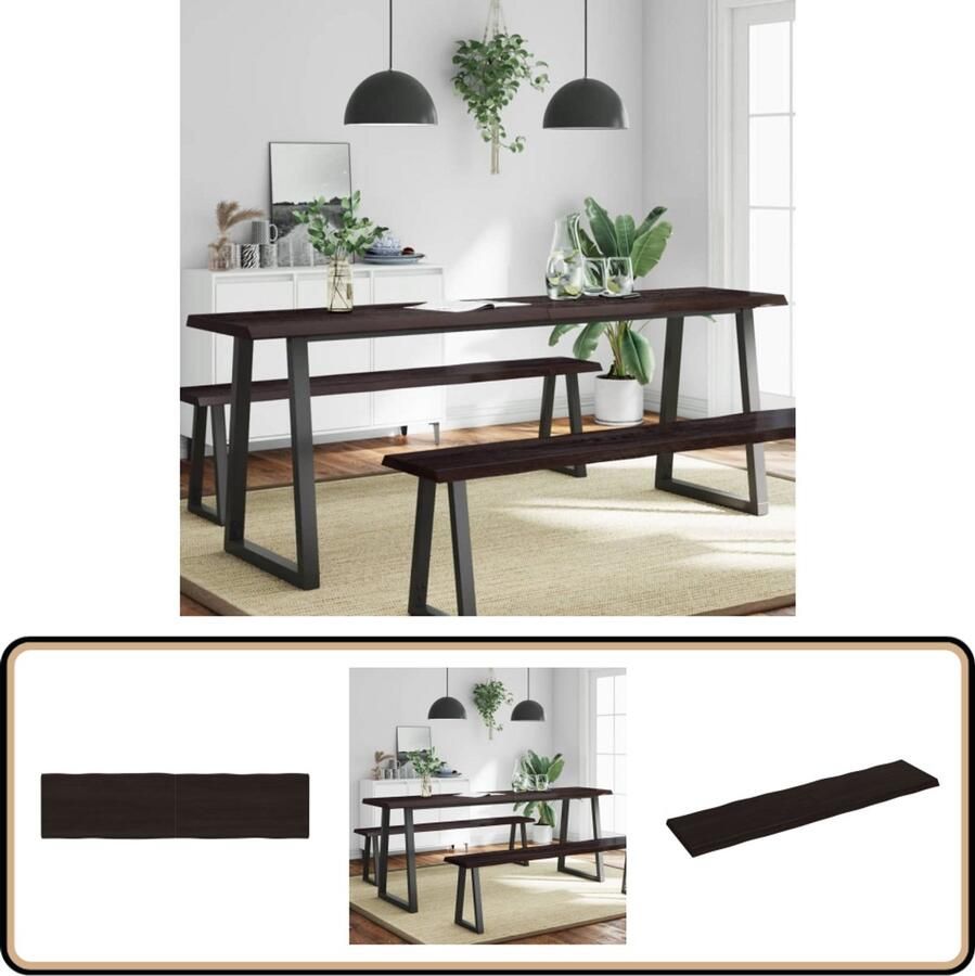 VidaXL Tafelblad Eikenhout Donkerbruin 200x50cm Tafelblad Eiken Eikenhouten Tafelblad Salontafel Eetkamertafel Tafelscherm Vintage Tafelblad Industrieel Tafelblad Massief Eiken
