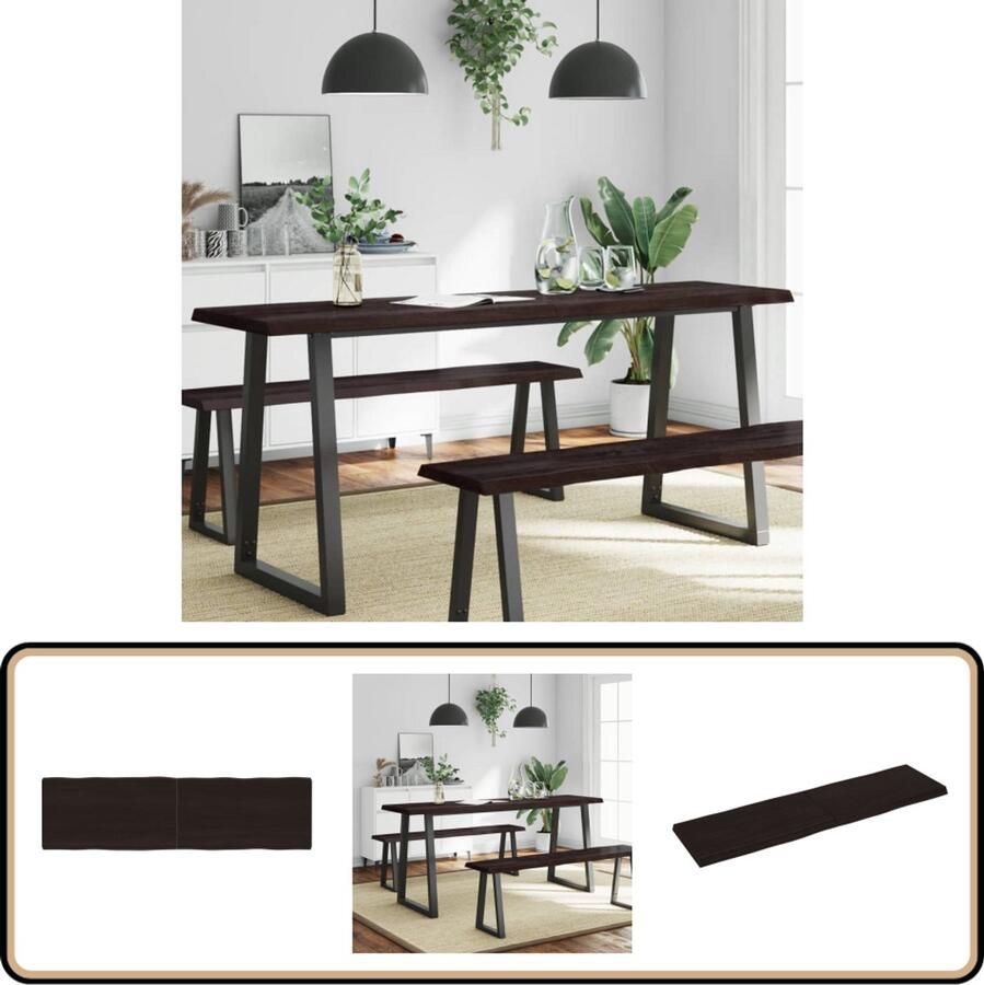 VidaXL Tafelblad Eikenhout Natuurlijke Rand 180x50 cm Houten Tafelblad Eiken Tafelblad Vervangen Salontafel Eetkamertafel Design Tafelblad Vintage Tafelblad Industriele Tafelblad