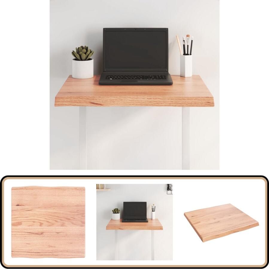 VidaXL Tafelblad Eikenhout Natuurlijke Rand 60x60 cm Eikenhouten Tafelblad Vervangen Eikenhouten Tafel Vintage Tafel Industriele Tafel Handmade Tafel