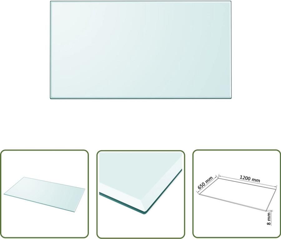 VidaXL Tafelblad Gehard Glas 1200x650mm Transparant Tafeltje Tafelblad Glazen Tafelblad Hardglas Eetkamerstoel Keukenaccessoires Transparant Modern Minimalistisch Industrieel Vintage Scandinavisch Livingroom Decor - Foto 2