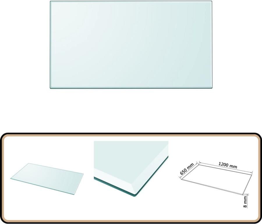 VidaXL Tafelblad Gehard Glas 1200x650mm Transparant Tafeltje Tafelblad Glazen Tafelblad Hardglas Eetkamerstoel Keukenaccessoires Transparant Modern Minimalistisch Industrieel Vintage Scandinavisch Livingroom Decor