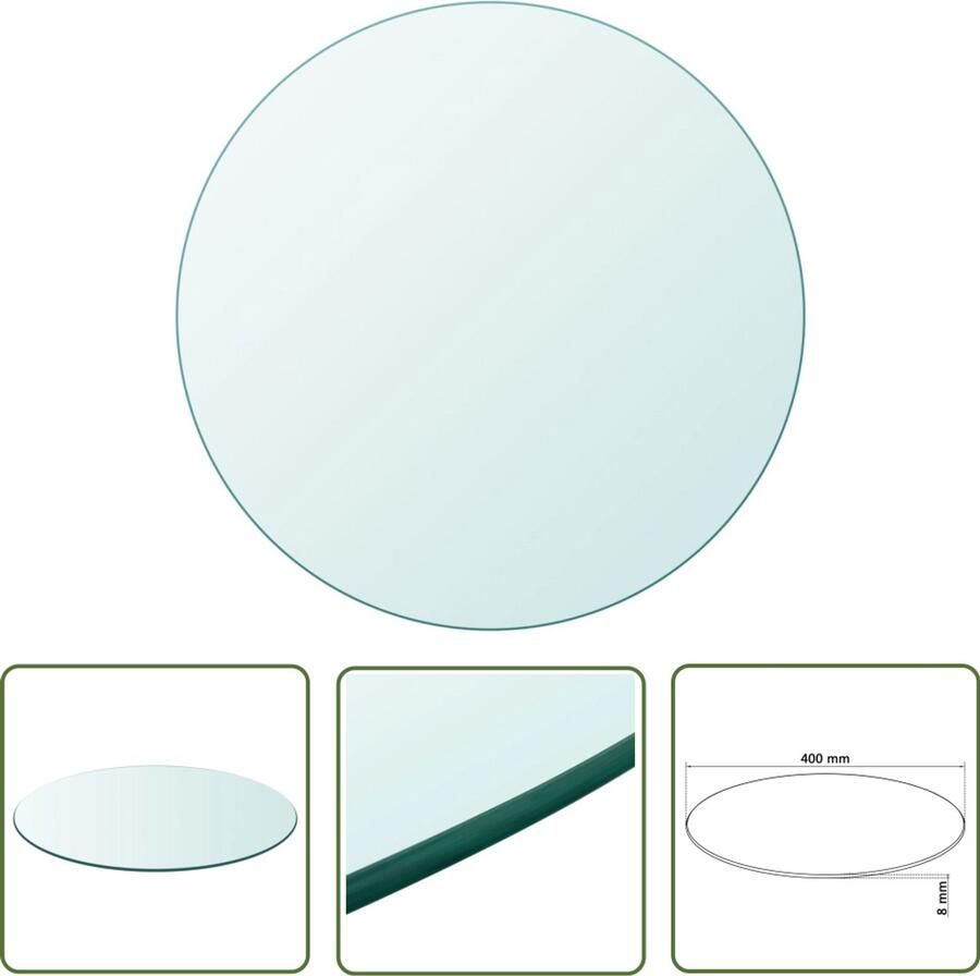 VidaXL Tafelblad Gehard Glas Rond 400 mm Tafelblad Glazen Tafelblad Eetkamertafel Blad Salontafelblad Tuin Tafelblad Gehard Glas Transparent Rond Tafelblad Diameter 40 Cm Tweedehands Tafelblad Vervangend Tafelblad