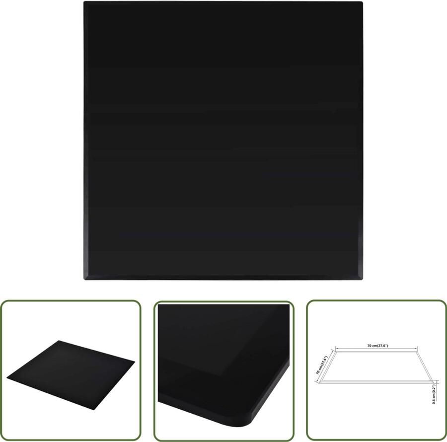 VidaXL Tafelblad Gehard Glas Vierkant 700x700 mm Tafelblad Gehard Glas Zwarte Tafelblad Eetkamertafel Salontafel Tuin Tafel Tafeltopper Glas Tafelblad Modern Tafelblad Klassiek Tafelblad Ronde Tafelblad - Foto 2