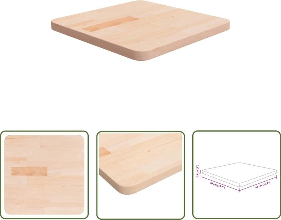 The Living Store Massief Eikenhouten Tafelblad 40 x 40 x 2.5 cm Rustiek Ontwerp Massief Eikenhouten Tafelblad Kopen Rustic Design Vintage Tafelblad Eikenhouten Meubilair