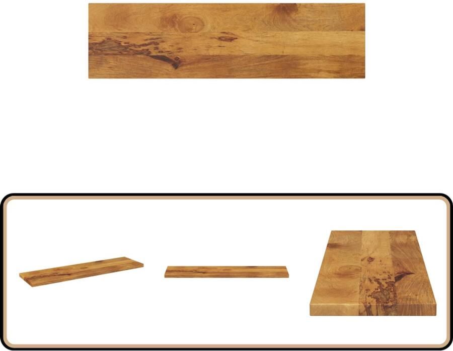 The Living Store Tafelblad rechthoekig 100x20x3 8 cm massief mangohout Houten Tafelblad Mangohout Tafelblad Vintage Tafelblad Landelijke Tafelblad Eiken Kleur Tafelblad