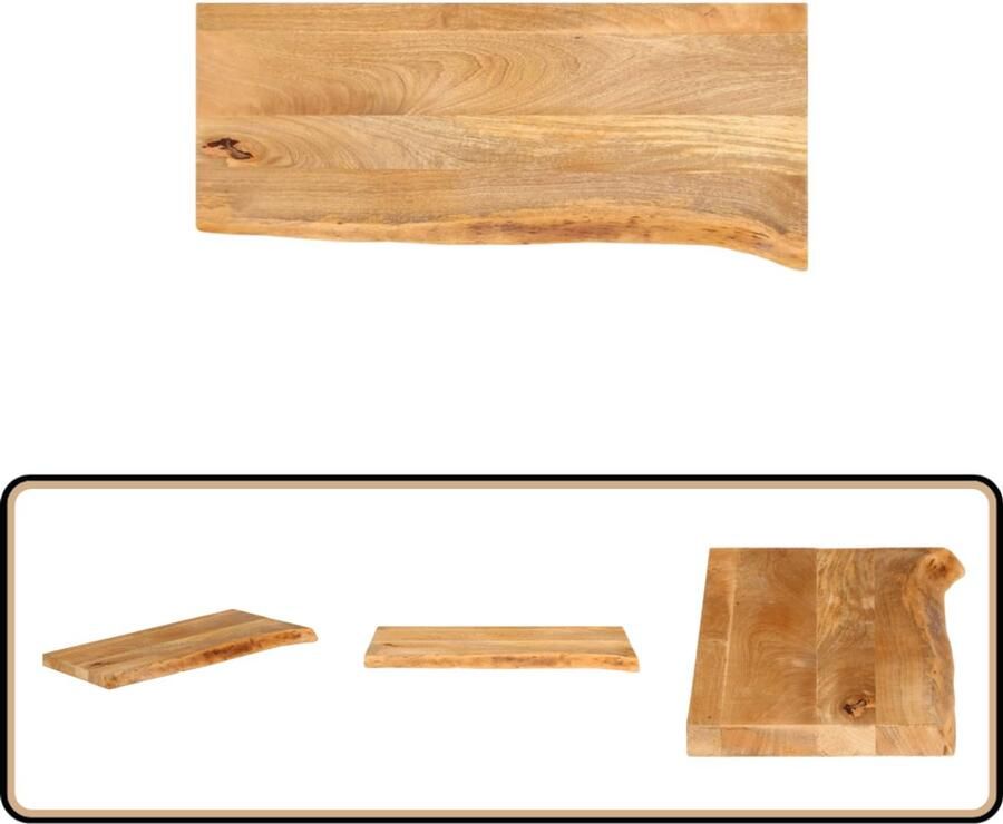 VidaXL Tafelblad Mangohout 80x30 cm Natuurlijke Rand Tafelblad Mangohout Vintage Tafelblad Rustic Tafelblad Natuurlijk Tafelblad