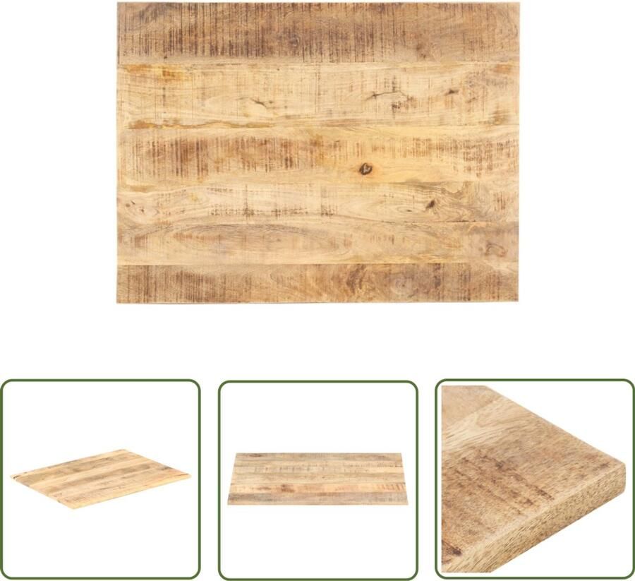 VidaXL Tafelblad Mangohout 90x60 cm 15-16 mm Tafeltje Tafelblad Mangohout Industrieel Design Vintage Tafel Rustic Decoratie Keuken Accessoires Eetkamer Meubels